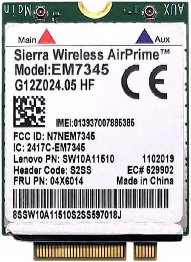 Alt view image 2 of 3 - Sierra Wireless EM7345 GOBI5000 4G LTE HSPA+ GPRS WWAN NGFF Card FRU:04X6014 for Lenovo Thinkpad T440 W540 T440P X240 L540 X250
