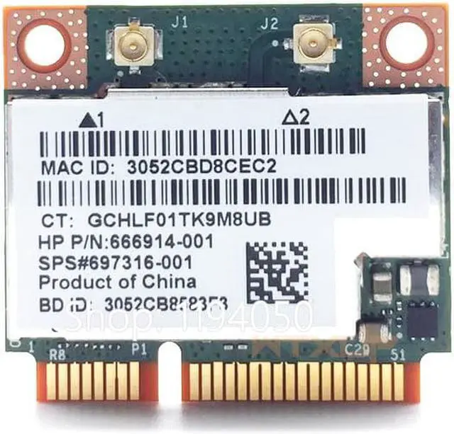 Alt view image 2 of 3 - 300Mbps wifi CARD BCM943228HMB BCM43228 2.4Ghz /5Ghz Wireless 802.11N AND Bluetooth 4.0 Half MINI PCI-E WIFI Card 6DB antenna