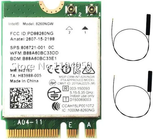 Alt view image 2 of 3 - Dual Band For Intel Wireless-AC8260 8260NGW 8260 NGFF 2x2  802.11ac 867Mbps Wi-Fi + Bluetooth 4.2 Wlan Card Windows 7 8 10