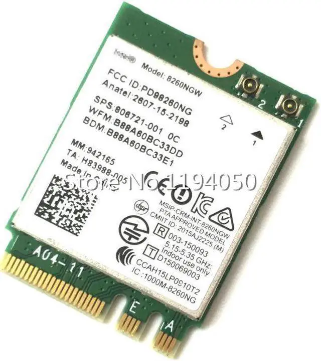 Alt view image 3 of 3 - Dual Band For Intel Wireless-AC8260 8260NGW 8260 NGFF 2x2  802.11ac 867Mbps Wi-Fi + Bluetooth 4.2 Wlan Card Windows 7 8 10