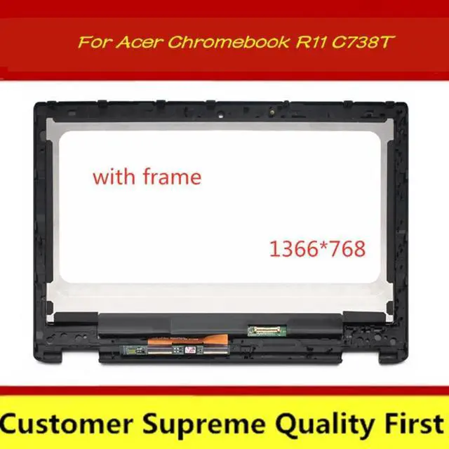 Main image of 11.6" HD Replacement For Acer Chromebook R11 C738T Touch Digitizer LCD Screen Display+ Bezel Assembly 1366x768