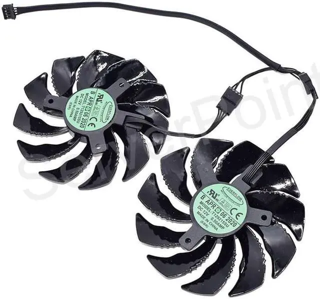 Alt view image 2 of 2 - For GTX 1060 1070 GTX1060 GTX1070 Graphics Card Cooler Fan DC 12V 0.5A 12V Four Lines 2PCS A Pair Fan