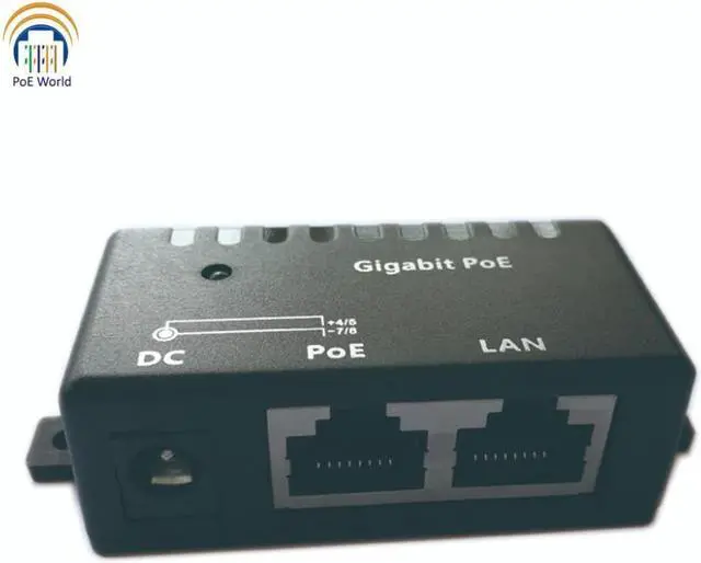 Alt view image 3 of 4 - PoE World Gigabit Passive PoE injector PoE splitter Wall Mount Network PoE Patch Panel with 2.1*5.5mm DC connector