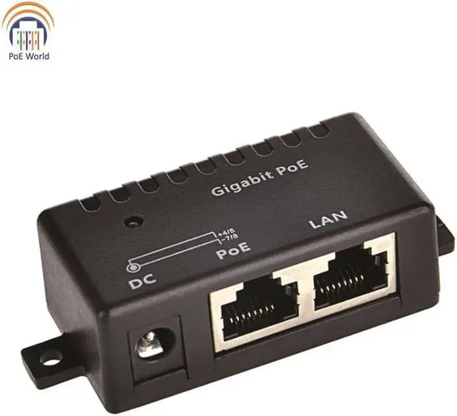 Alt view image 4 of 4 - power over ethernet Gigabit Passive PoE injector/splitter wall Mount Network Patch Panel with 2.1mm x 5.5mm DC connector