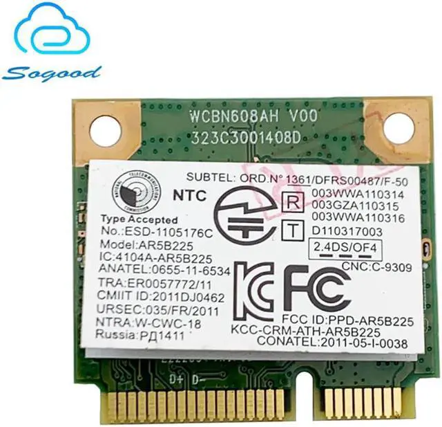 Main image of Wireless Adapter for ATHEROS AR5B225 300Mbps 802.11bgn BT4.0 2.4G Mini PCI-E Card for Lenovo G400 G400S G500 G510 G405 M490 B490