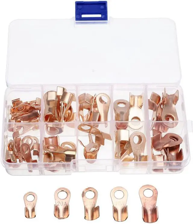 Main image of 70pcs Open Copper Wire Terminal  Lugs Cable Connectors OT 10/20/30/40/50A