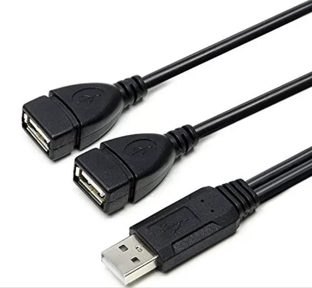 Alt view image 2 of 3 - USB 2.0 A Male to Dual Data USB 2.0 A Female + Power Cable USB 2.0 A Female Extension Cable 20cm
