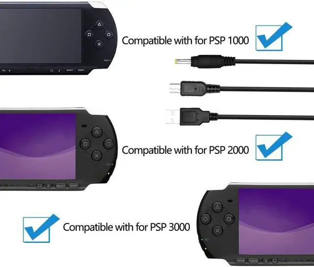 Alt view image 3 of 3 - Replacement Sony PSP USB Charger, Playstation 3 Charger PSP Power Cord for Charging Sony PSP 1000 2000 3000 USB Data Cable & Cha