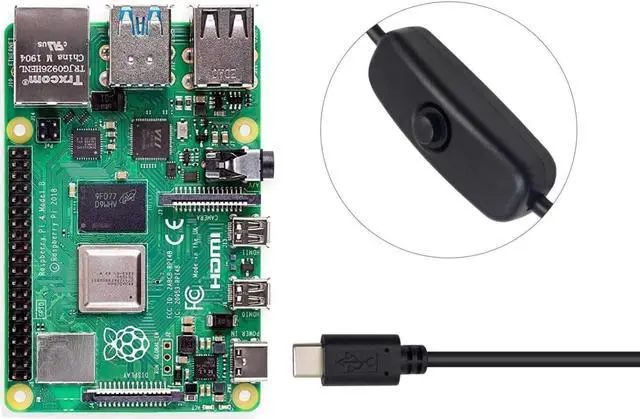 Alt view image 3 of 3 - 2Pack For Pastall Raspberry Pi 4 Power Switch USB Type C Male to Female USB-C for Raspberry Pi 4B