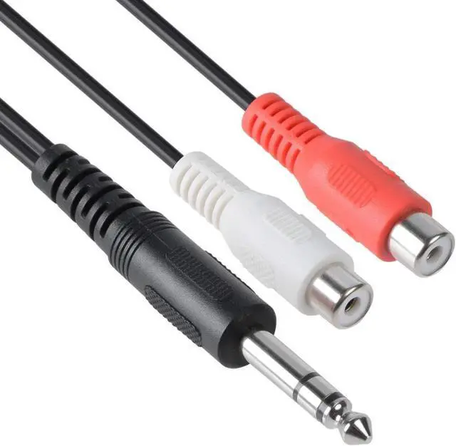 Alt view image 2 of 3 - 6.35mm 1/4 inch TRS Stereo Jack Male to 2 RCA Female Plug Y Splitter Adapter Cable Black 20cm/8inch