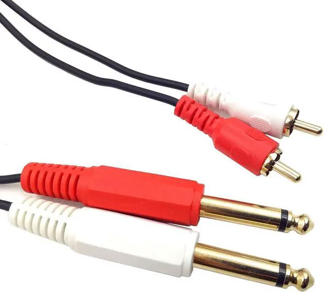 Alt view image 3 of 3 - 5ft/1.5M Gold Plated 6.35mm Dual 1/4 inch TS Mono Male to 2 RCA Male TSR RCA Audio Convertor Adapter Cable, for Mic Mixer Amplif