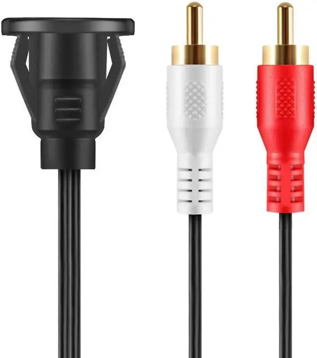 Alt view image 3 of 3 - NUOLIANXIN 3.5mm Female to Dual RCA 2 RCA Male AUX Car Flush Mount Extension Cable for Car Boat Motorcycle Dashboard - 3 feet