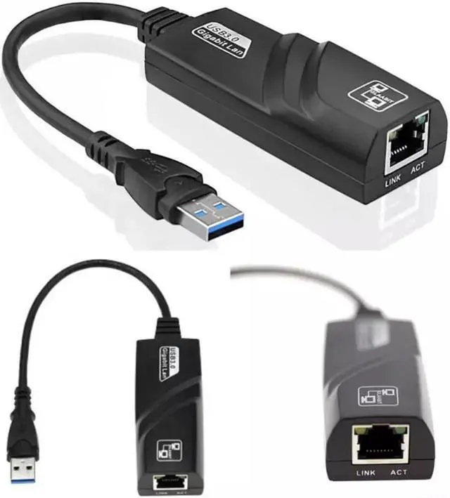 Alt view image 2 of 3 - USB 3.0  10/100/1000Mbps Gigabit RJ45 Ethernet LAN Network Card Adapter Black