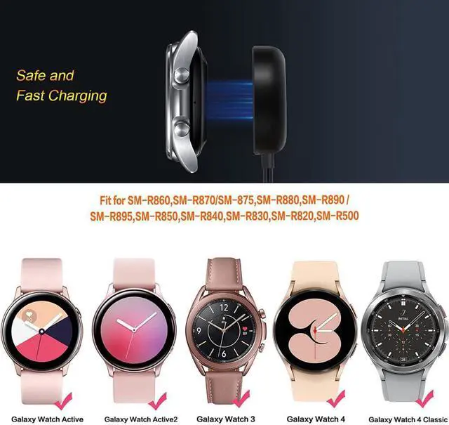 Alt view image 2 of 3 - 2 Pack Watch Chargers Compatible with Samsung Galaxy Watch 4/4 Classic/3/Active 2/Active Wireless Charging Dock Cable