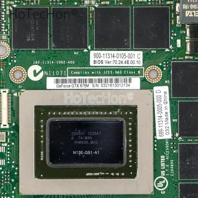 Alt view image 3 of 6 - HXD3N / 7W4GT GTX 675m GDDR5 2GB MXM 3.0b Graphics Video Card N13E-GS1-A1 for Alienware M17x R4 / M18x R2