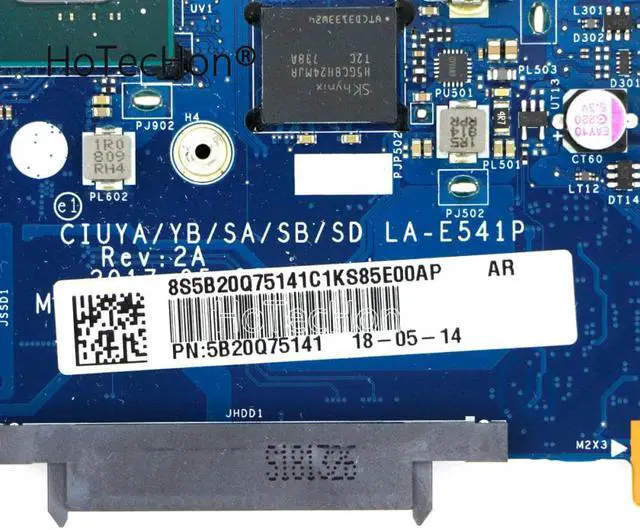 Alt view image 3 of 6 - 5B20Q75141 - Motherboard LA-E541P w/ i7-8550U + MX130 V2G for Lenovo Flex 5-1570 Laptops
