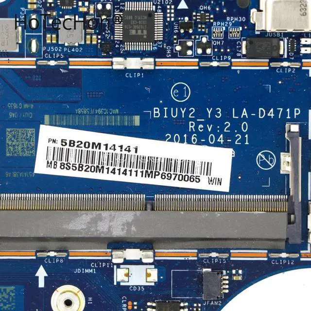 Alt view image 3 of 3 - 5B20M14141 - Laptop DIS Motherboard BIUY2_Y3 LA-D471P w/ i7-7500u + 940MX V2G for Lenovo Yoga 710-14IKB Laptops