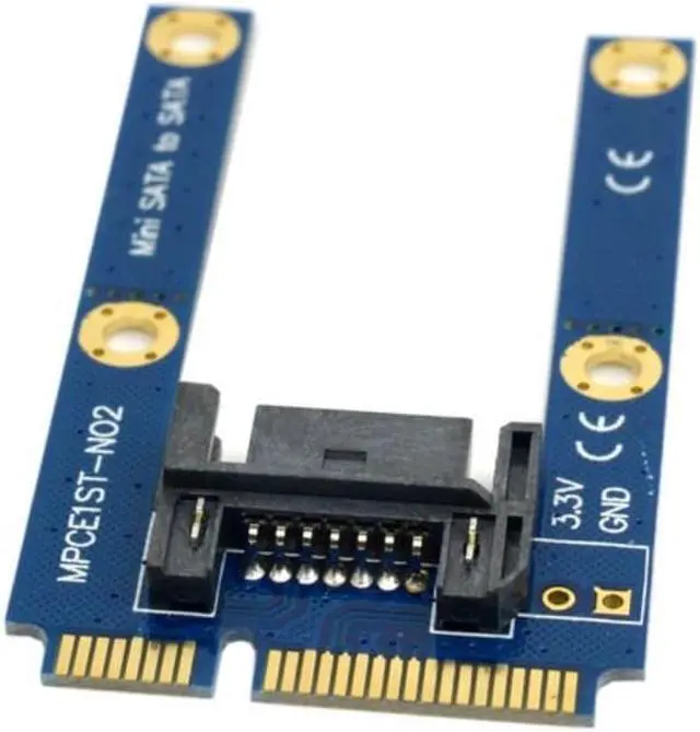 Alt view image 3 of 3 - 50mm Mini PCI-E mSATA SSD to Flat SATA 7pin Hard Disk Drive PCBA Extension Adapter