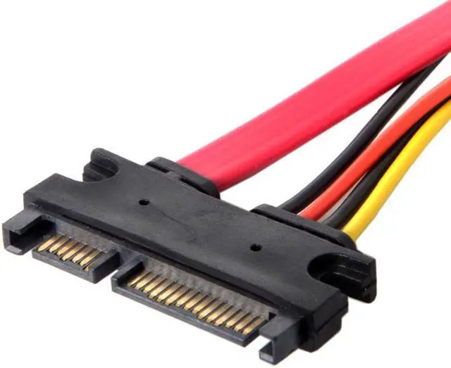 Alt view image 2 of 3 - SATA III 3.0 7+15 22 Pin SATA Male to Female Data Power Extension Cable 30cm Red Color
