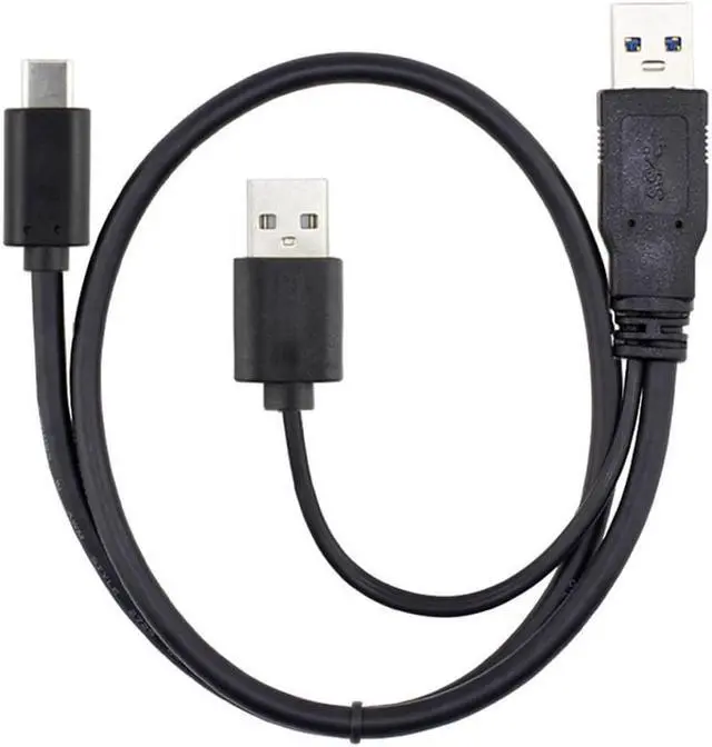 Alt view image 2 of 3 - Type-C USB-C to USB 3.0 Male & USB 2.0 Dual Power Data Y Cable for Laptop &  Disk