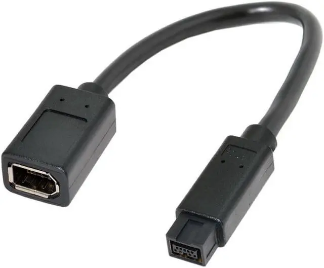 Alt view image 3 of 3 - SM Black Color IEEE 1394 6PIN Female to 1394b 9PIN male Firewire 400 TO 800 Cable 10cm