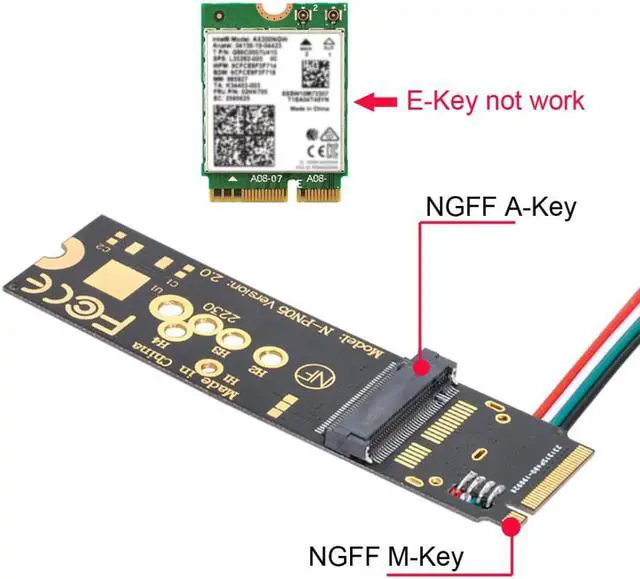 Alt view image 3 of 3 - M.2 NGFF Key-M NVME SSD Adapter Wireless NGFF A/E-Key WiFi Card for AX200 Wifi 6 Bluetooth 5.1 ZIHAN