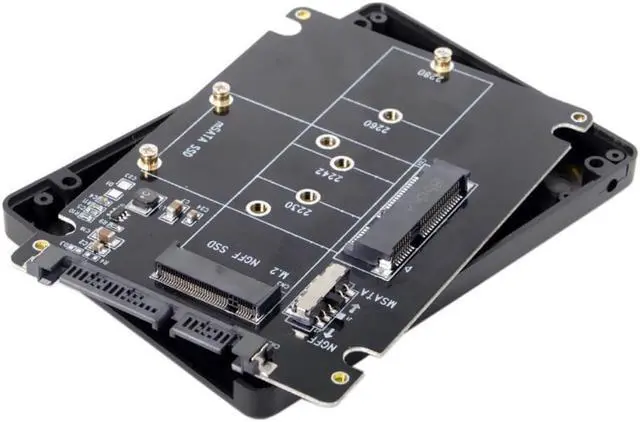 Alt view image 3 of 3 - SATA 3.0 to Combo M.2 NGFF B-key & mSATA SSD Adapter Converter Case Enclosure with Switch 2 in 1