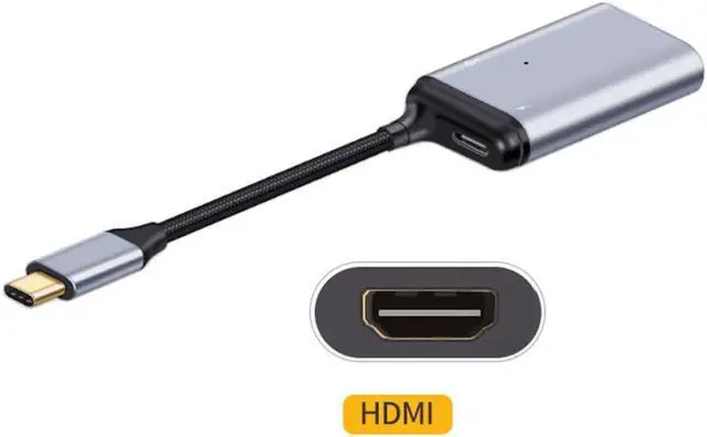 Alt view image 3 of 3 - USB-C Type C to HDMI Converter HDTV Adapter 4K 60hz 1080p with Female PD Power
