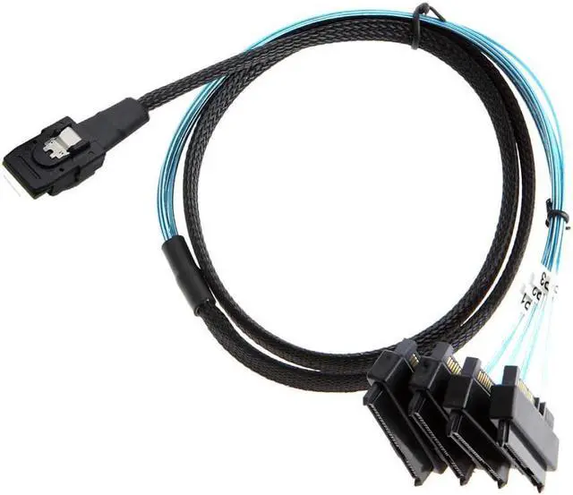 Main image of Mini SAS to SAS Cable Internal 36 Pin Mini SAS SFF-8087 Host to 4 SFF-8482 Target SAS Hard Disk and SATA Power Cable 50cm