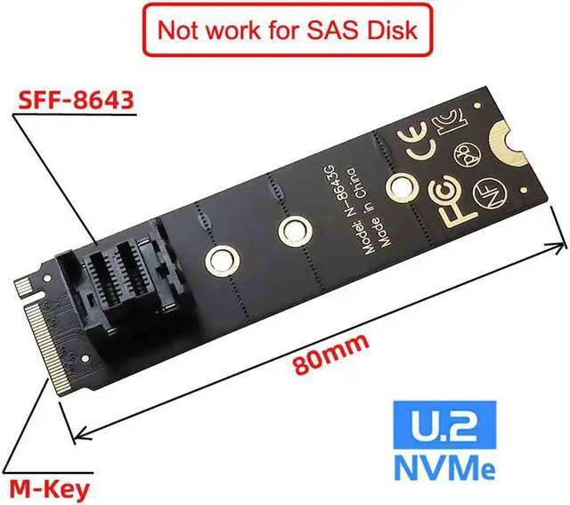 Alt view image 2 of 3 - 22x80mm U.2 Kit SFF-8639 NVME PCIe4.0 SSD Adapter for Mainboard SSD 750 p3600 p3700 M.2 SFF-8643 Mini SAS HD