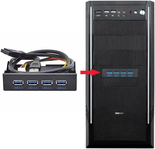 Alt view image 3 of 3 - USB 3.0 HUB 4 Ports Front Panel to Motherboard 20Pin Connector Cable for 3.5inch Floppy Bay