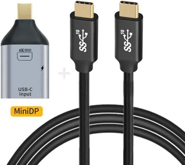 Alt view image 2 of 3 - 10Gbps Cable 100W & USB-C Type C Female Source to Mini Displayport DP Sink HDTV & PD Power Adapter 4K 60hz 1080p