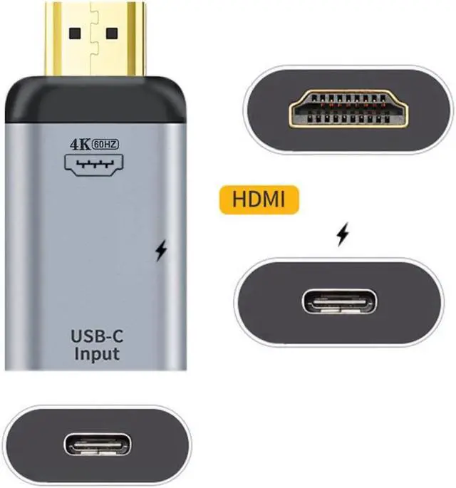 Alt view image 2 of 3 - HDTV Sink HDTV & PD Power to 100W 10Gbps Cable & USB-C Type C Female Source Adapter 4K 60hz 1080p for Phone & Laptop