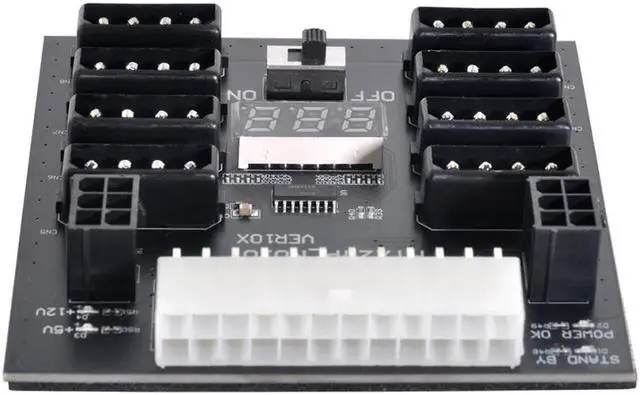 Main image of ATX PSU Server Power Board 24Pin to IDE 8x 4Pin +2x 6Pin Power Supply Board for CHIA ETH BTC Mining Miner