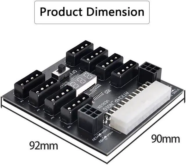 Alt view image 3 of 3 - ATX PSU Server Power Board 24Pin to IDE 8x 4Pin +2x 6Pin Power Supply Board for CHIA ETH BTC Mining Miner