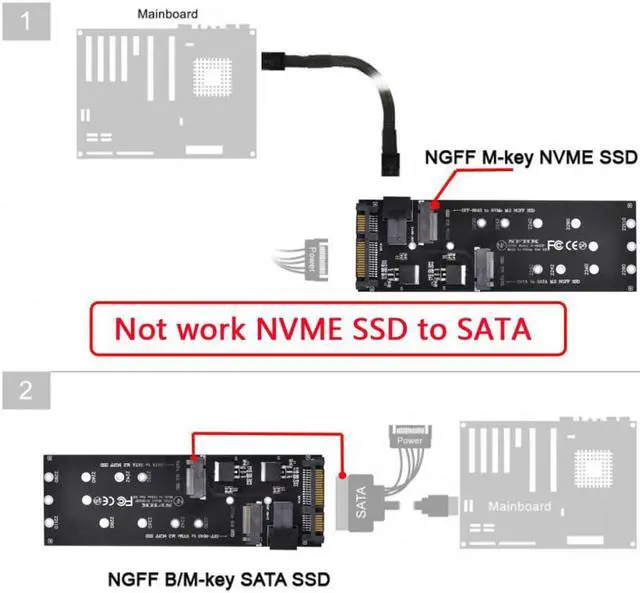 Alt view image 3 of 3 - 22Pin SATA Adapter SFF-8643 to M.2 U2 Kit NGFF M-Key to Slimline SAS NVME PCIe SSD SATA SSD Adapter for Mainboard