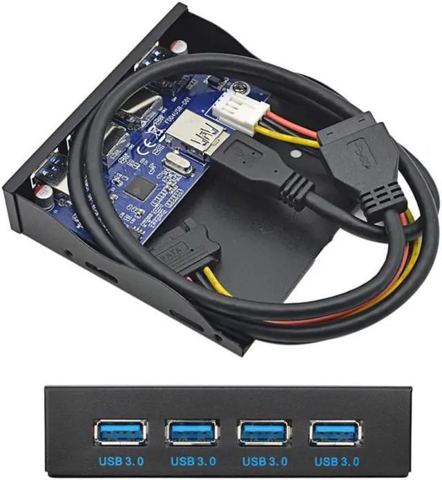 Alt view image 2 of 3 - Motherboard 20Pin Connector Cable for 3.5" Floppy Bay to USB 3.0 HUB 4 Ports Front Panel