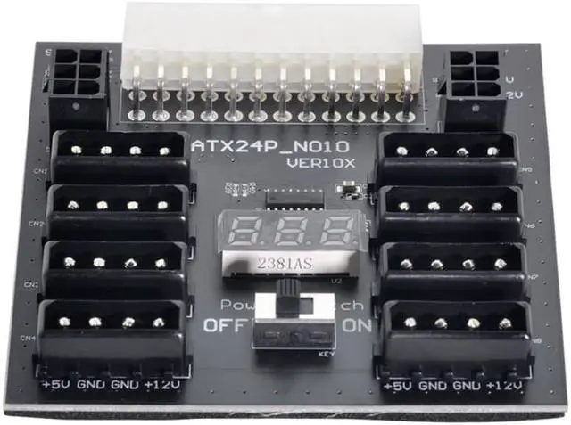 Alt view image 2 of 3 - For CHIA ETH BTC Mining Miner ATX PSU Server Power Board Power Supply Board 24Pin to IDE 8x 4Pin +2x 6Pin