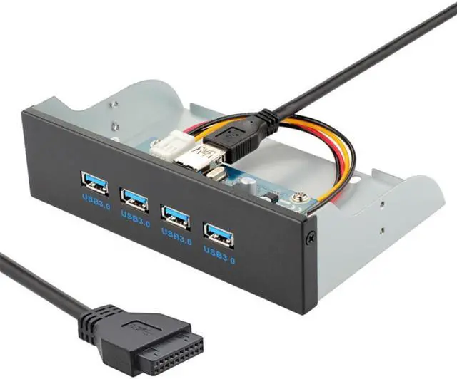 Alt view image 2 of 3 - Motherboard 20Pin Connector Cable for 5.25" CD-ROM Bay to USB 3.0 HUB 4 Ports Front Panel