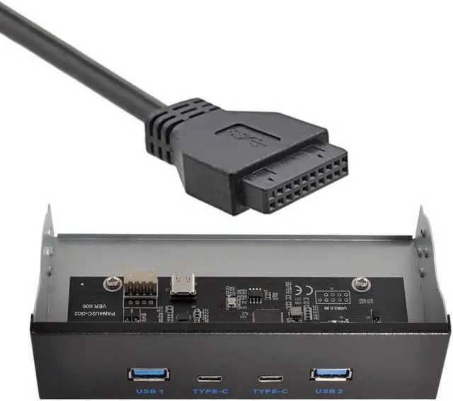 Main image of Chenyang USB-C & USB 3.0 HUB 4 Ports Front Panel to Motherboard 20Pin Connector Cable for 5.25" CD-ROM Bay