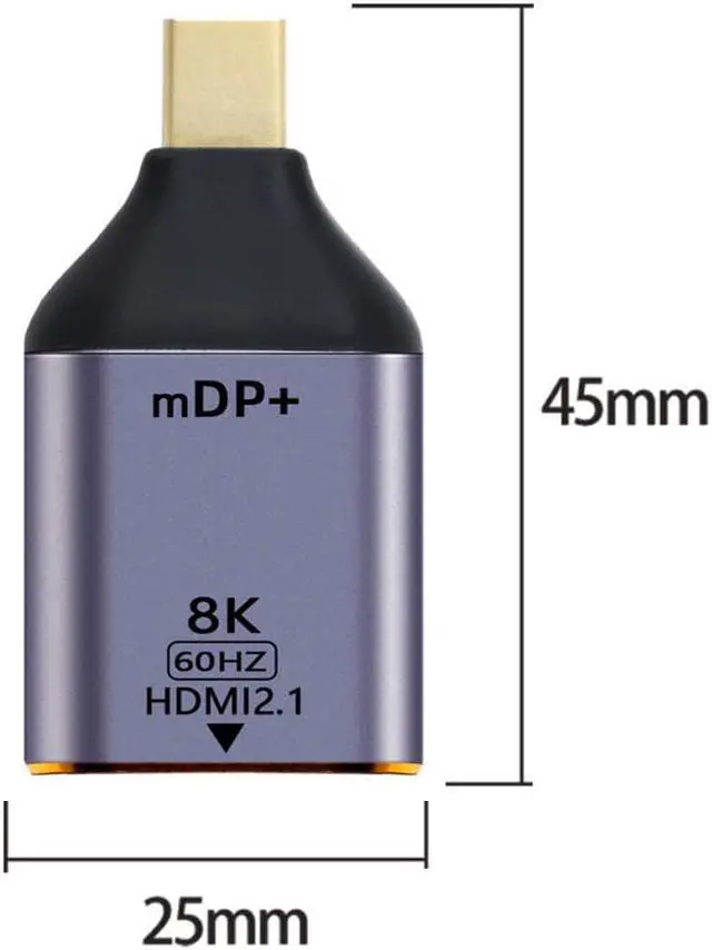 Alt view image 3 of 3 - 8K 60hz UHD 4K Mini-DP to HDMI Male Monitor Adapter Connector Mini DisplayPort 1.4 Source to HDMI 2.0