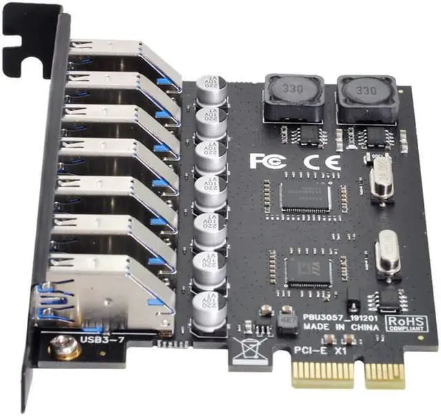 Alt view image 2 of 3 - 7 Ports PCI-E to USB 3.0 HUB PCI Express Expansion Card Adapter 5Gbps for Motherboard