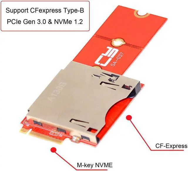Alt view image 2 of 3 - NGFF M.2 NVMe Mainboard to CF Express Extension Adapter M2 M-key for CFE Type-B Support R5 Z6 Z7 Memory Card