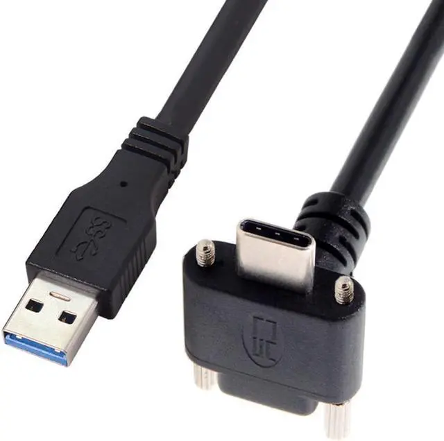 Alt view image 3 of 3 - 8.0M USB 3.1 Type-C Dual Screw Locking to USB3.0 Data GL3523 Repeater Cable 90 Degree for Camera Oculus Quest Link