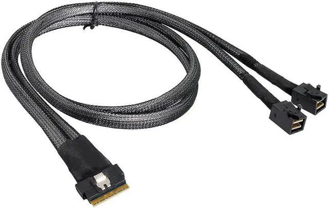 Alt view image 2 of 3 - Mini SAS HD PCI-E Ultraport Slimline Cable PCI-Express 74pin to Dual SFF-8643 4i SAS Slim 4.0 SFF-8654 8i