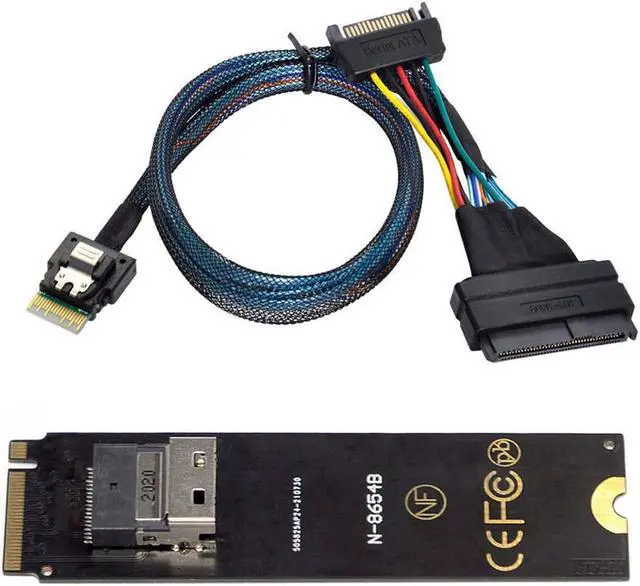 Alt view image 3 of 3 - NGFF M-Key NVME to SFF-8654 Slimline SAS Card Adapter and U.2 U2 SFF-8639 NVME PCIe SSD Cable for Mainboard SSD