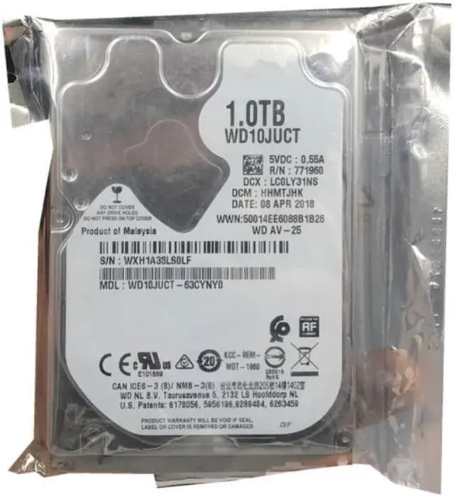 Alt view image 3 of 6 - HDD For WD Black 1TB 2.5" SATA 6 Gb/s 16MB 5400RPM For Internal Hard Disk For Notebook Monitoring HDD For WD10JUCT