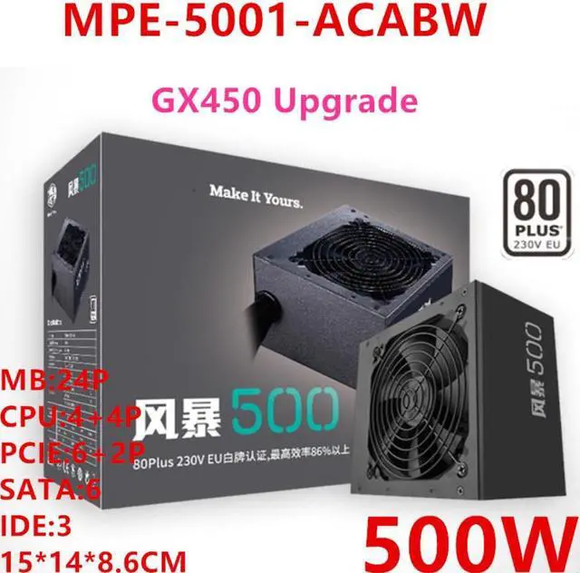 Alt view image 4 of 6 - PSU For Cooler Master Brand Storm 500 RTX2060 1660 80plus Mute Power Supply 500W Power Supply MPE-5001-ACABW