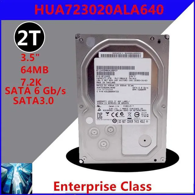 Main image of HDD For Hgst 2TB 3.5" SATA 6 Gb/s 64MB 7200RPM For Internal Hard Drive For Enterprise Class HDD For HUA723020ALA640
