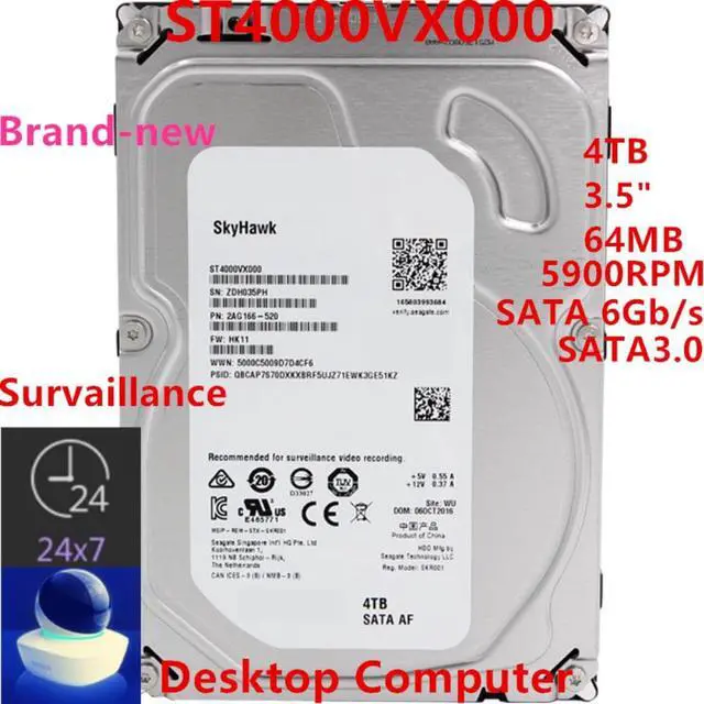 Main image of HDD For Seagate 4TB 3.5" SATA 6 Gb/s 64MB 5900RPM For Internal HDD For Surveillance HDD For ST4000VX000 ST4000VM000